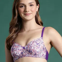 Leading Lady Purple & White Printed Bra image 1