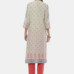 Biba Beige Cotton Printed Straight Kurta image 2