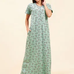 Sweet Dreams Green Cotton Floral Print Nighty image 1