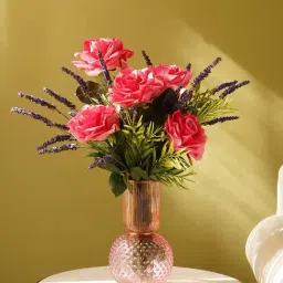 Pure Home and Living Pink & Orange Dual Shaped Ombre Glass Vase-picture-42