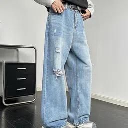 StyleCast Men Distressed Wide Leg Baggy Jeans image 3