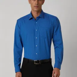 Van Heusen Blue Cotton Regular Fit Self Pattern Shirt image 1