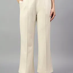 Cantabil White Mid Rise Stretchable Trouser image 1