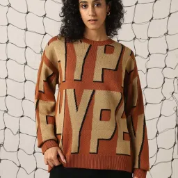 Hubberholme Brown & Beige Printed Sweater image 1
