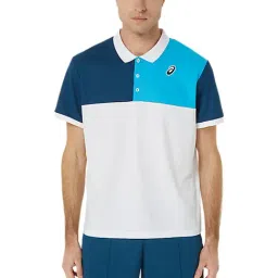 Asics White Relaxed Fit Colour Block Sports Polo-image-77