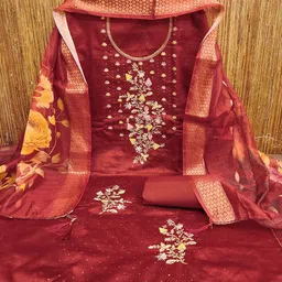 HERE&NOW Embroidered Unstitched Dress Material image 2