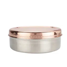 VarEesha Copper Stainless Steel Chapati Box with Lid - Set of 1 image 3