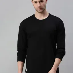 showoffff SHOWOFF Black Cotton Slim Fit Solid Sweatshirt-picture-22