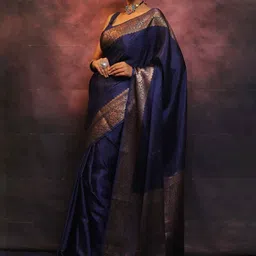 Jhumki creation Ethnic Motifs Zari Silk Blend Handloom Saree image 3