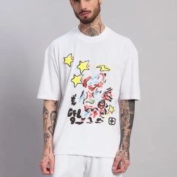 Griffel White Cotton Loose Fit Printed T-Shirt-picture-44