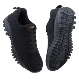 FUEL Metallic Toe Safety Shoes Rubber Single Density Low Ankle Black Knitted Fabric for Mens Size UK7, Trendy-picture-20