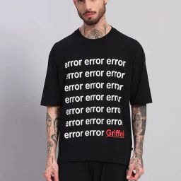 Griffel Black Cotton Loose Fit Printed T-Shirt-picture-25