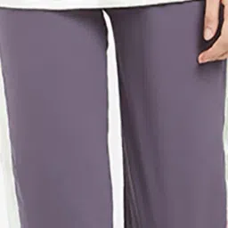 Soie Light Grey & Purple Floral Print Top With Pyjamas image 5