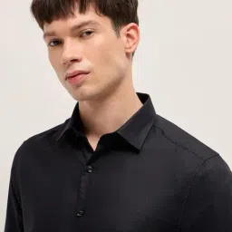 The Bear House Black Textured Regular Fit Shirt image 5