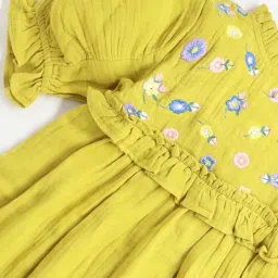 Cherry Crumble By Nitt Hyman Kids Green Embroidered Dress image 4