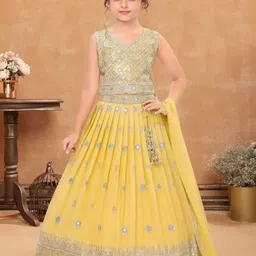 Lagorii Girls Embellished Sequinned Semi-Stitched Lehenga & Blouse With Dupatta-picture-41