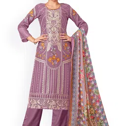 DRAVINAM Trends Floral Embroidered Thread Work Pure Cotton Unstitched Dress Material-picture-29