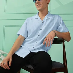 MaverIQ Men Premium Fit Textured Spread Collar Casual Shirt-picture-22