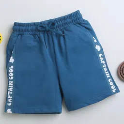 BUMZEE Cotton Woven Above Knee Length Shorts With Tape Detailing - Teal Blue-picture-26