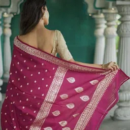 you shop we ship Ethnic Motifs Zari Saree with Unstitched Blouse Piece image 2