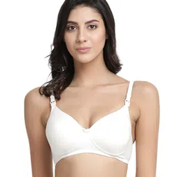 Inner Sense Pack Of 2 Organic Antimicrobial Padded Non Wired Feeding Bra - White Peach image 3