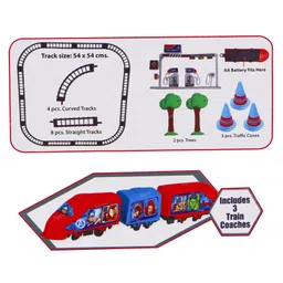 Toysire Battery Operated Avengers Bullet Train with Tracks Bridges for Kids Boys and Girls 21Pc Set... image 2