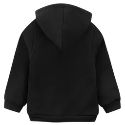 KAVEE Fleece Full Sleeves Bunny & Text Printed Hooded Sweatshirt - Black image 3