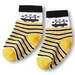 Cute Walk by Babyhug Knit Ankle Length Anti Bacterial Socks with Animal Design & Stripes Pack of 3 - Multicolor image 2