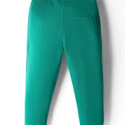 Babyhug French Terry Knit Full Length Lounge Pant With Text Patch - Green image 2