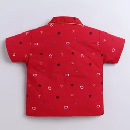 The Magic Wand Cotton Woven Half Sleeves Headphones & Mobile Printed Coordinating Night Suit Set - Maroon image 3