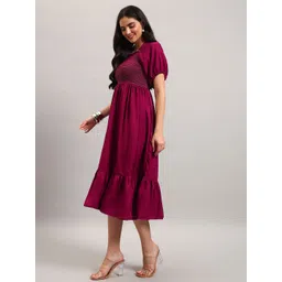 Krunal Raiyani Smocked Square Neck Fit And Flare Dress image 4