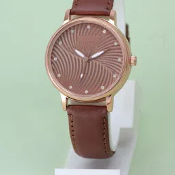 VIRAKTI Women Brass Dial & Leather Straps Analogue Watch G-73-BROWN-picture-11