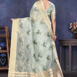 DIVASTRI Ethnic Motifs Embroidered Tissue Handloom Saree image 3