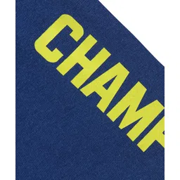 Babyhug Cotton Knit Shorts with Text Print - Navy Blue image 3