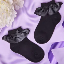 Neska Moda Cotton Elastane Pack Of 3 Frill Detailed Socks - White image 3