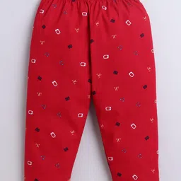 The Magic Wand Cotton Woven Half Sleeves Headphones & Mobile Printed Coordinating Night Suit Set - Maroon image 4