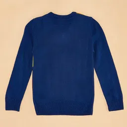 Pantaloons Junior Full Sleeves Checked & Cars Designed Sweater - Blue image 4