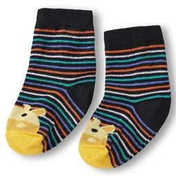 Cute Walk by Babyhug Knit Ankle Length Anti Bacterial Socks with Animal Design & Stripes Pack of 3 - Multicolor image 4