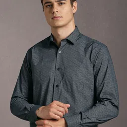 Louis Philippe Textured Spread Collar Formal Shirt-image-62