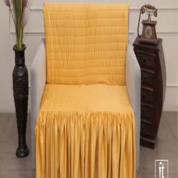 Fashion Throw Yellow Self Design Velvet 2 Seater Sofa Cover-picture-10