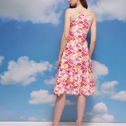 CORSICA Abstract Print Shoulder Straps Gathers A-Line Dress image 3