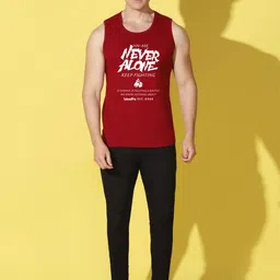 WOOSTRO Pack Of 2 Printed Super Combed Cotton Gym Vests VWS26(ALONE MAROON)(MORE NAVY) image 4