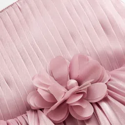 Bluebell Tissue Woven Sleeveless Frock & Booties with Floral Applique - Pink image 5