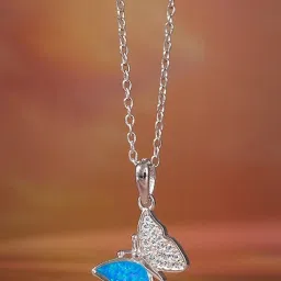 GIVA 925 Silver Classy Butterfly Pendant with Link Chain image 1