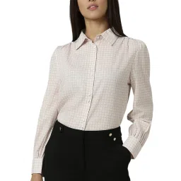 Van Heusen White Geometric Shirt image 1