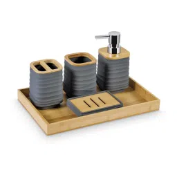 Freelance Grey Polypropylene Basic Bathroom Accessories Set image 1