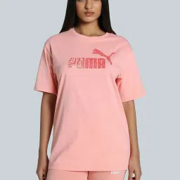 Puma Pink Fruit Cotton Relaxed Fit Logo Printed T-Shirt image 1