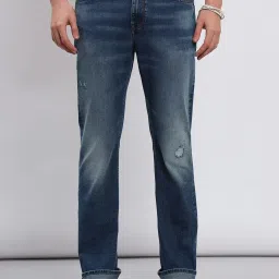 Lee Mid Blue Comfort Fit Distressed Jeans image 1