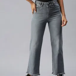 showoffff SHOWOFF Clean Look Grey Wide Leg Denim Jeans image 1