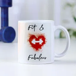 FNP White & Red Ceramic Fit & Fabulous Gym Lover Mug (325ml) image 1